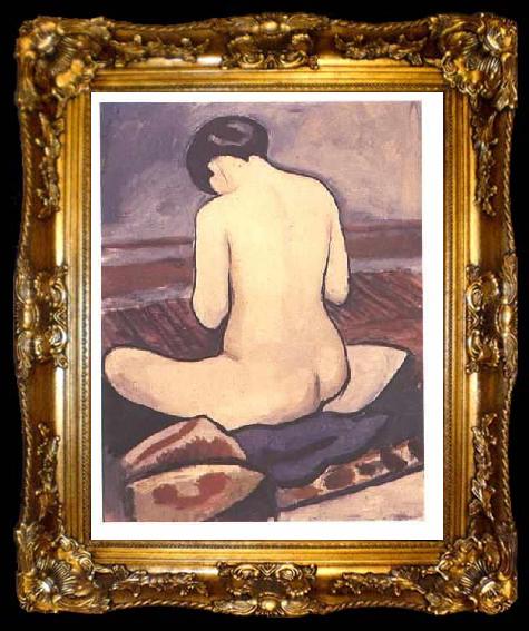 framed  August Macke Seated female with a pillow, ta009-2